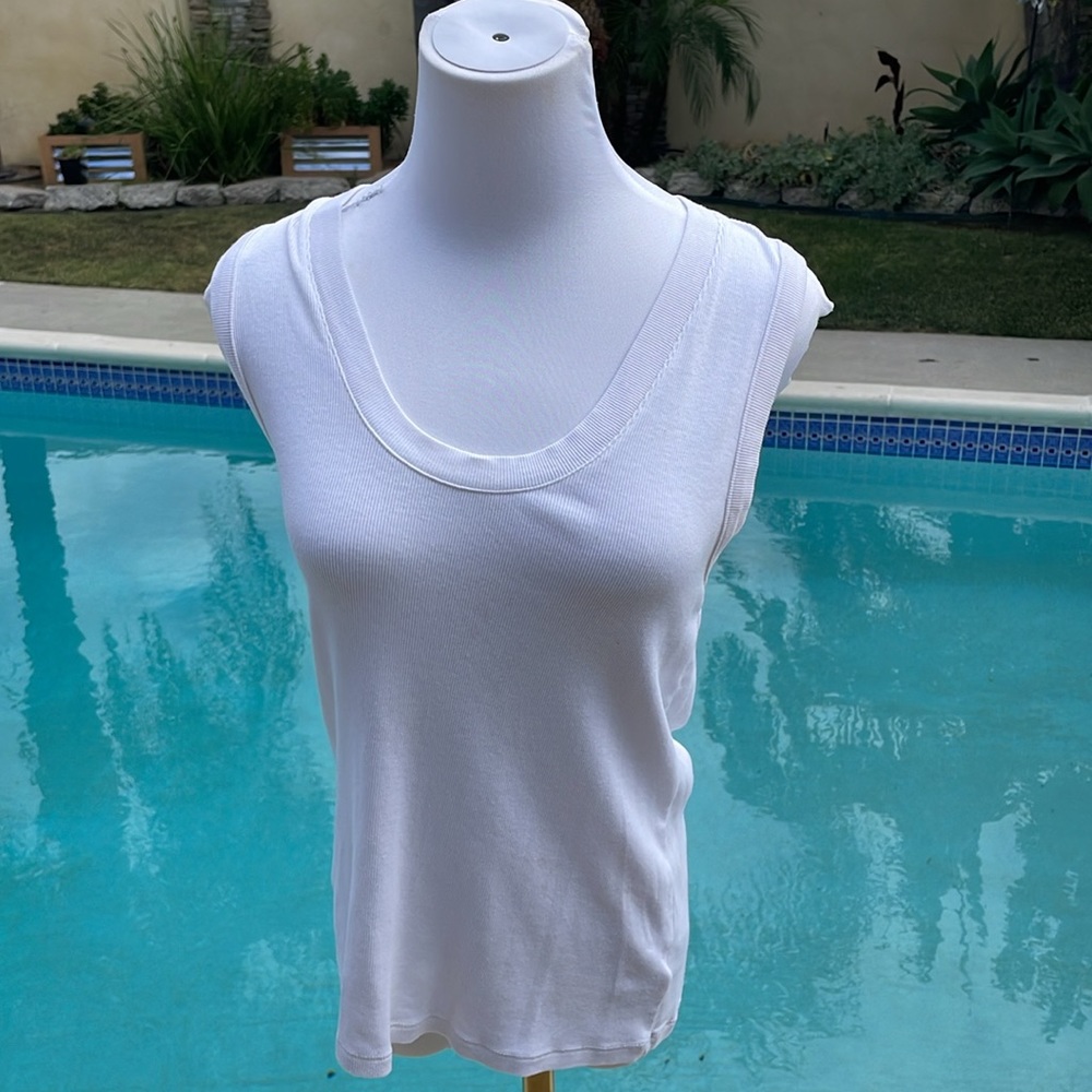 a new day | White Muscle shirt | Size L